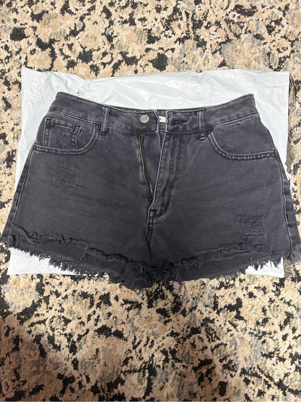 PacSun Black Distressed High-Rise Denim Shorts